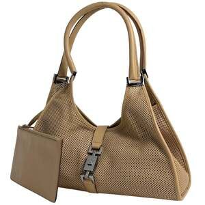 Gucci Jackie Line Shoulder Bag, Handbag, Mesh Leather, Beige, 01719, Women's